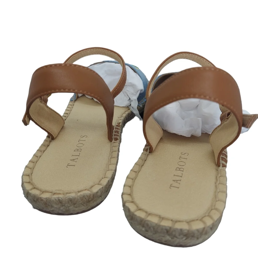 Talbots Light Chambray Izzy D'orsay Flamigo Espadrille Sandals Women's 7.5 NWT